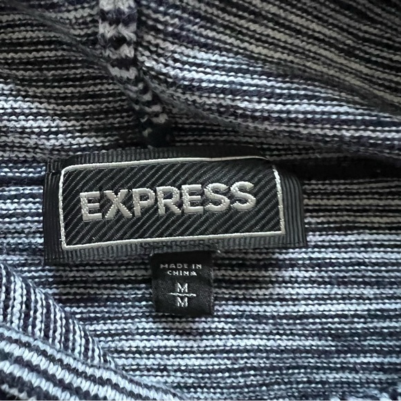 Express Cotton Blend Striped Hooded Sweater Women’s Size M - Picture 2 of 9